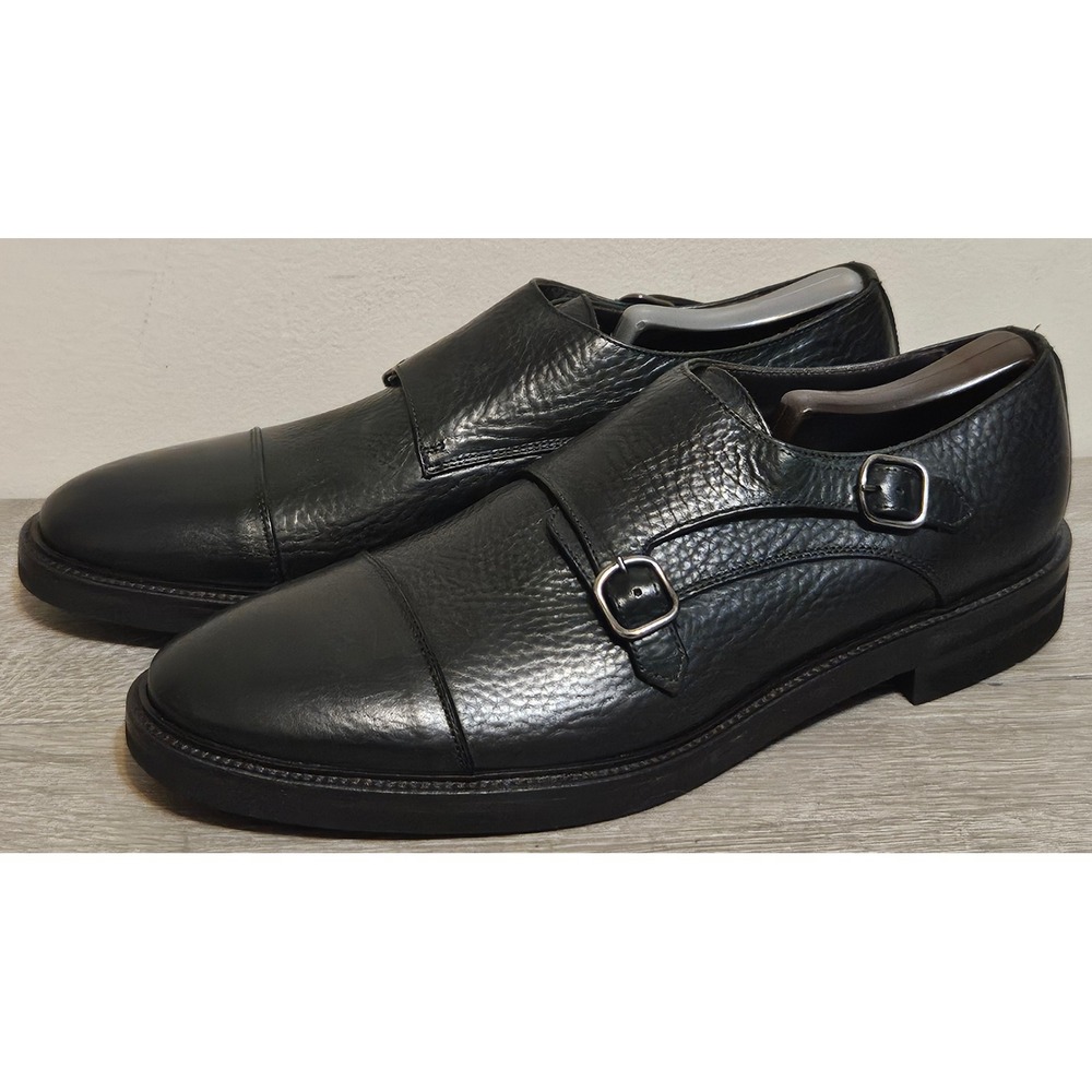Suitsupply Black Double Monk Leather Oxfords